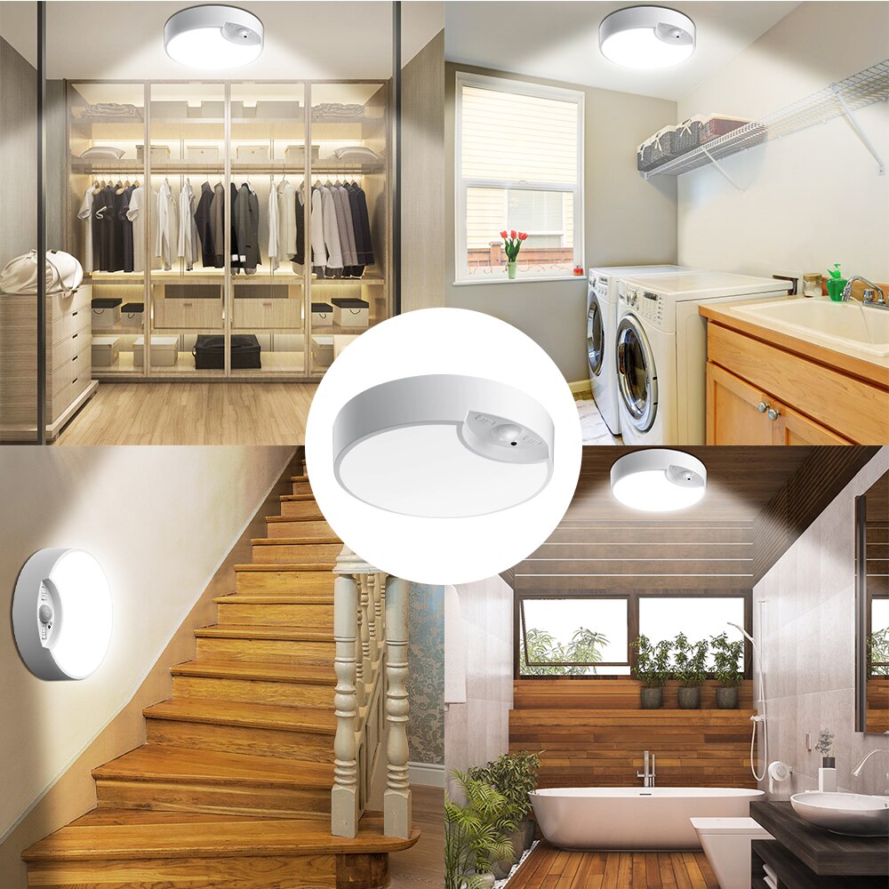 Battery Power Remote Ceiling Lamp Dimmable Wireless Motion Sensor LED Ceiling Lights Fixture Timer Kitchen Hallway Night Lights