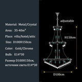 Luxury Crystal Chandeliers Villa Attic Stairs Lighting Lustre Decorate Indoor Living Room Loft Ceiling Pendant Lights Fixtures