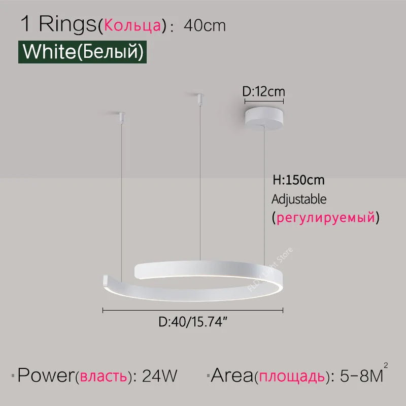Nordic modern chandelier simple ring light led pendants round lamps