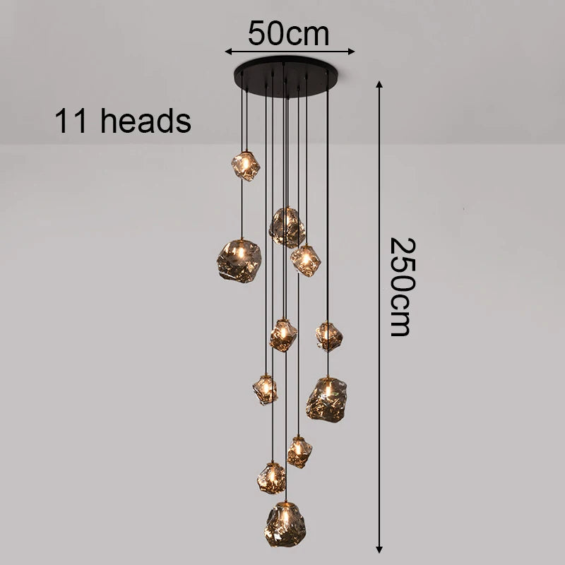Modern Staircase LED Ceiling Chandelier - Luxury Long Hanging Pendant Light for Living Room