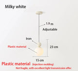 Modern Color Round Ball Long-Line Bedroom Single-Head Pendant Lamp With Glass And Injection-Molded Cover For Dining Room E27