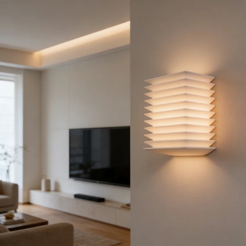 Japanese retro wall lamp square bedroom Wabi Sabi Style wall light louvered living room staircase Corridor decor Indoor Lighting