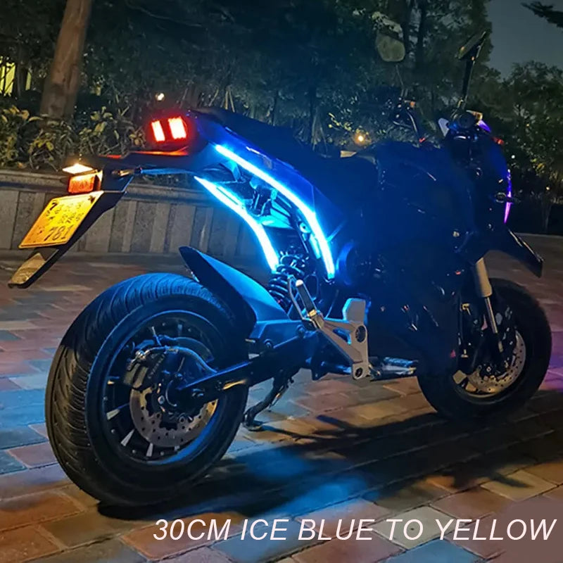 2pcs Motorcycle LED Turn Signal Lights - Waterproof DRL Flowing Strip