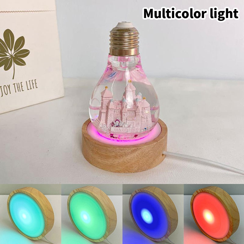 Rechargeable Remote Control Wooden LED Light Rotating Display Stand Lamp Holder Lamp Base Art Ornament New