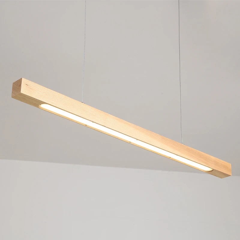 Nordic Solid Wooden Pendant Lights LED Wood Pendant Lamps for Dining Living Room Kitchen hanging chandelier Shop Long Strip Lamp