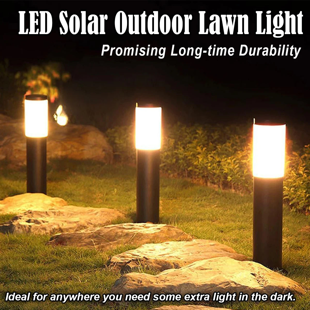 37.5*6cm Solar Garden Light Cylindrical Auto Lighting 6000k Exterior Lights Terraces Decoration Lantern Waterproof Outdoor