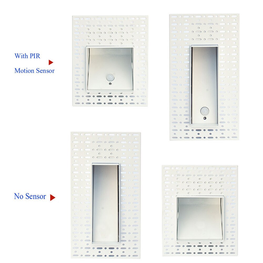 Indoor Frameless Step Lights 3W Motion Sensor LED Stair Stairway Hallway Lamp Embedded White Wall Modern Home Night Footlights