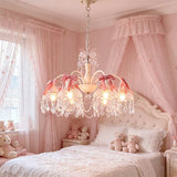 French Crystal Chandeliers Bedroom Living Room Dining Room Lamps Pink Bow Baby Room Princess Room Girl Bedroom Decor Chandelier