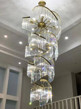 2026 Luxury Customizable Large Chandelier Pendant Light Ceiling Lamp Dimmable K9 Crystal Luster For Staircase Luminaire