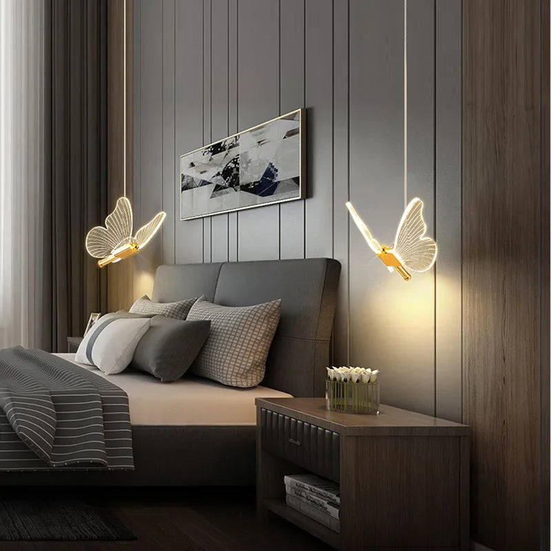 LED Pendant Light Fixture Butterfly Hanging Lamps For Ceiling Kitchen Bedside Living Room Decor Pendant Lamp