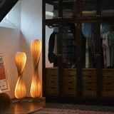 Wabi Sabi Living Room Bedroom Wooden Home Art Retro Simple Floor Lamp Lighting Thousand Layer Curved Small Waist Standing Light