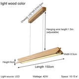 Nordic wood grain simple long dining table pendant lamp living room kitchen artistic luster home decoration lighting fixture