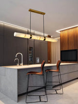 Elevate Your Dinning Room With Our Marble Cylinder Led Pendant Light Dimming Function White Linear Alabaster Gold Silver