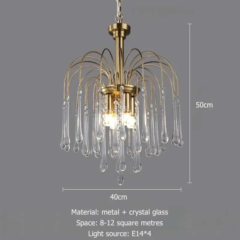 Artpad Retro French Branch Colorful Crystal Chandeliers for Living Room Romantic Raindrop Coloful Crystal Hanging Pendant Light