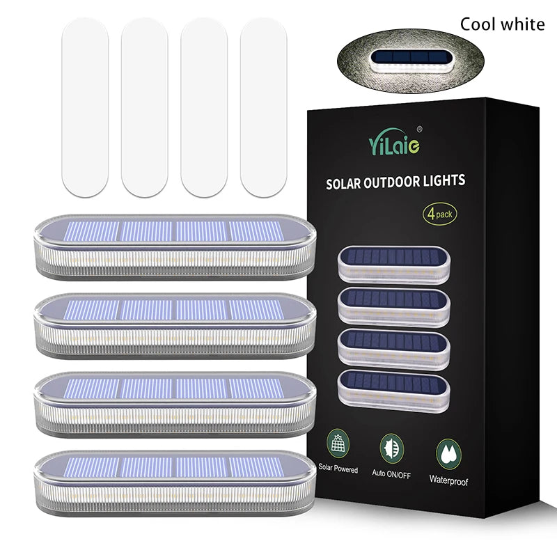 Solar Deck Lights IP68 Waterproof Outdoor LED - Wireless Stick-On Step & Dock Light