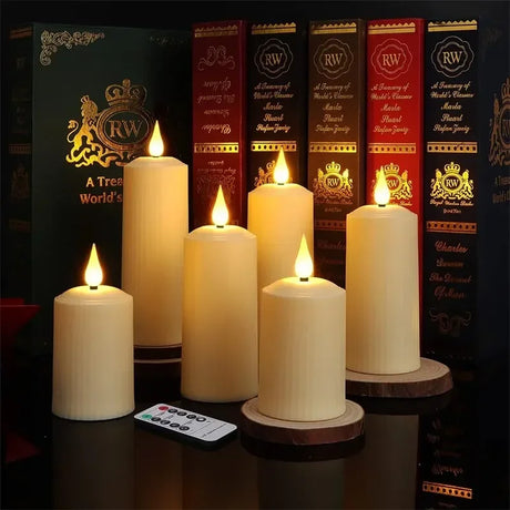 6Pc Rechargeable Flameless LED Candle Waterproof LED Flickering Candles Tea Lights with Remote Timer for Wedding Christmas Decors
