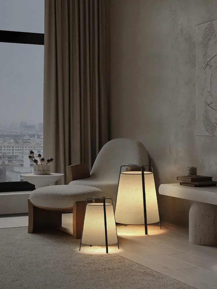 Japanese Style Quiet Wind Floor Lamp Chinese Modern Minimalist Living Room Bedroom Restaurant Fabric Retro Table Lamp Decoration