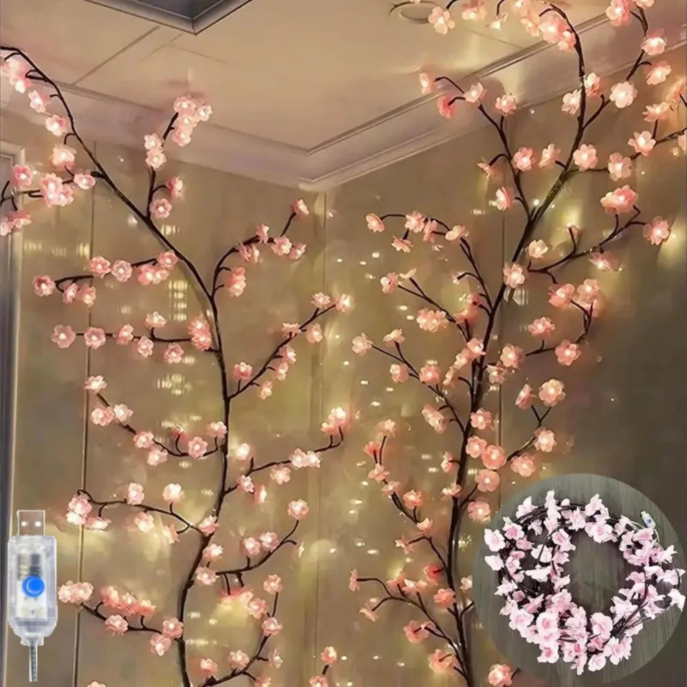 USB Cherry Blossom String Light with 8 Modes - Artificial Flower Vine Fairy Lights