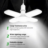 Fan Blade Shape Foldable Led Bulb Four Leaf Ceiling Lights Garage Decoration Fan Shape Led Bulb E27 For Workshop Warehouse Mini