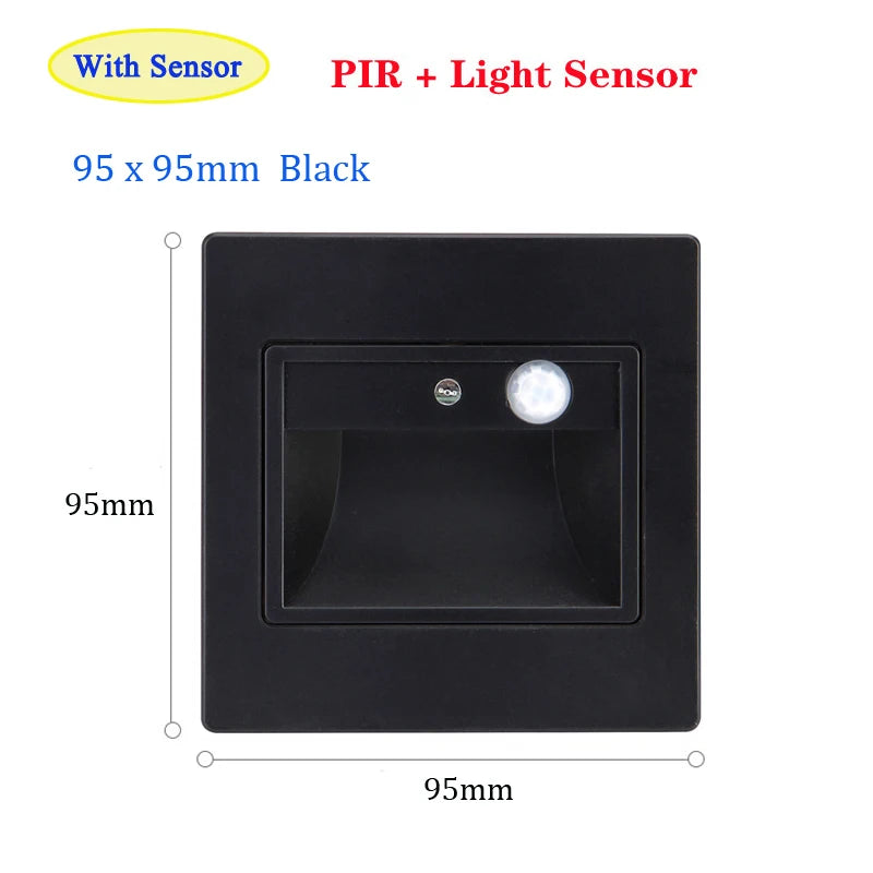 Night Foyer Intelligent Lamp PIR Motion Detector Sensor COB LED Stair Light Recessed Step Ladder Kitchen Foyer Wall Footlight