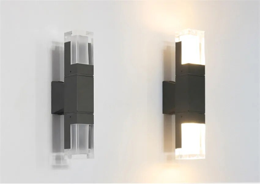 LED Outdoor Waterproof Wall Lights Aluminum Wall Lamp Crystal Indoor Wall Decorate Lighting Garden Porch Light Fixture