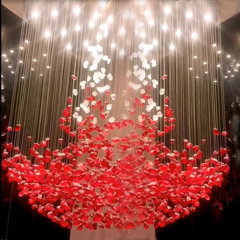 Crystal Stone Large LED Chandelier - Luxury Long Staircase Hanging Lamp