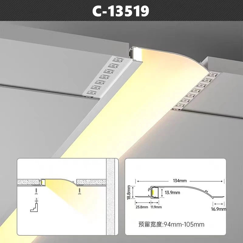 Free Ceiling LED Aluminum Profile Invisible Frameless Gypsum Channel Top Corner Line Lamp Waistline Wall Washer Backlight Light