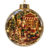 Acrylic Material Christmas Ball Ornament Transparent Design 8CM Size Santa Claus Pendant with Light Holiday Tree Pendant