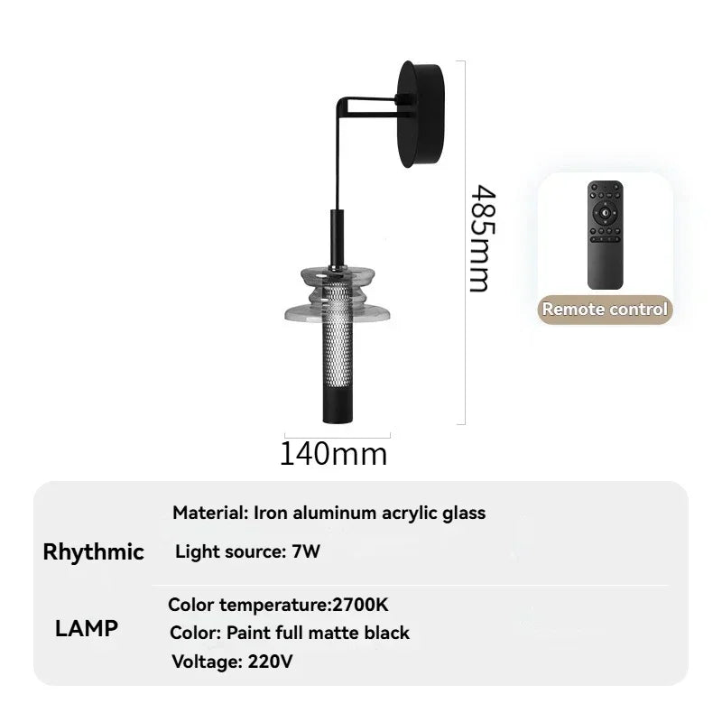 Modern Glass Pendant Light with Knob Switch - Bedside Hanging Night Light