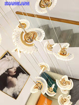 UFO Creative Personalized Staircase LED Pendant Light Modern Luxury Villa Duplex Penthouse Pendant Light Home Decoration Lamp