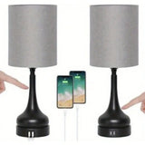 Modern Set of 2 Bedside Table Lamps Desk Lamp Gray Nightstand Light Bedroom