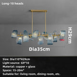 Postmodern Blue Glass LED Pendant Light Chandelier Hallway Bar Bedroom Living Room Restaurant Luxury Home Decor Lighting Fixture