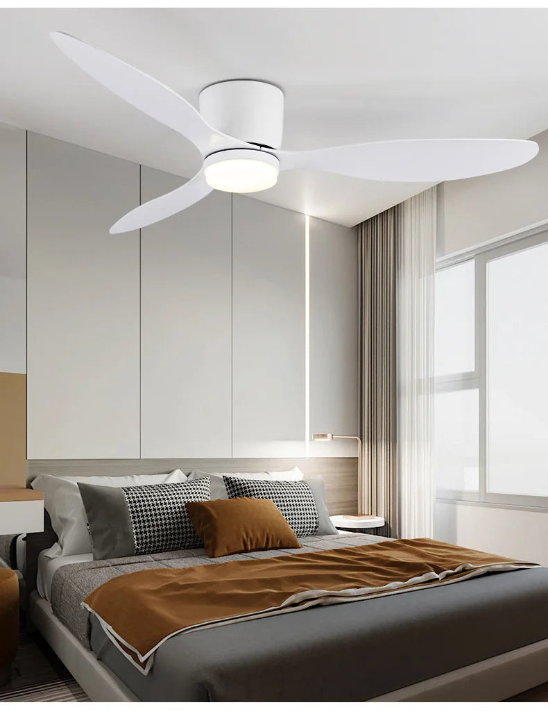 Ceiling Mounted Fan Light Intelligent Ceiling FanLamp Bedroom Restaurant Household Lowfioor Electric Fan CeilingLamp Nordic Style