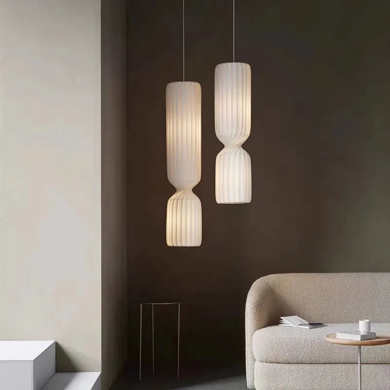 Nordic pleated Floor Lamp wabi- sabi white Fabric Lamp For Living Room Bedroom Loft Decors LED corner long strip Standing Light
