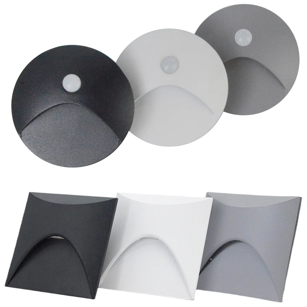 Led Deck Light Motion Sensor Step Stair Railing Lamp 3W Indoor Outdoor Waterproof for Pathway Stairway Post Porch Wall Sconce