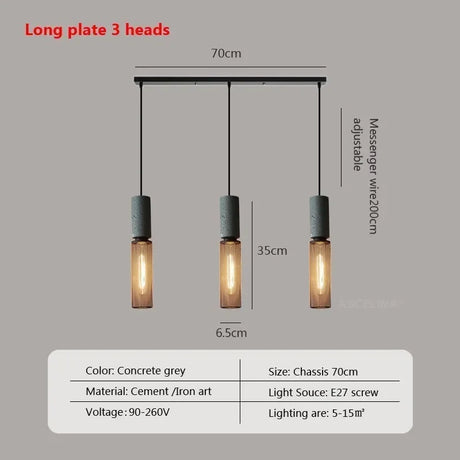 Industrial LED Pendant Light Retro Multi head Cement Hanging Fixture Living Room Bedroom Illumination Bar Dining Room Decors Lamp