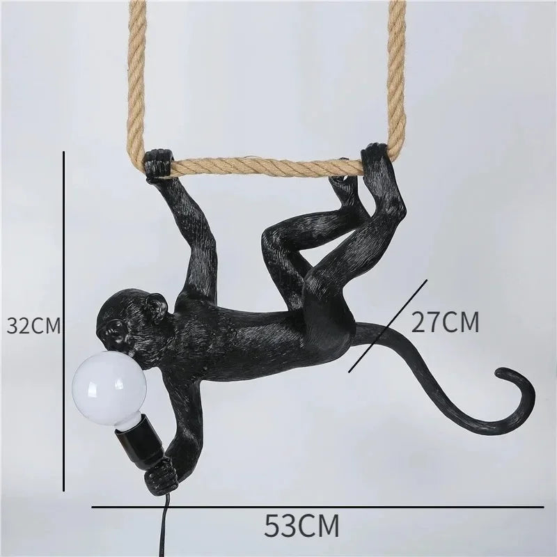Retro Industrial Monkey Resin Pendant Light - Creative Chameleon Animal Hanging Lamp