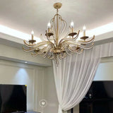 American Retro Crystal Chandeliers French Creative Candle Design Led Lamp for Bedroom Living Room Study Pendant Lighting