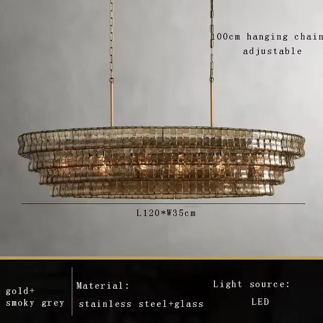 Gray Glass Ceiling Chandeliers 2025 Classic Round Hanging Lamps for Ceiling Home Decoration Lighting Gold Lustres Lamparas