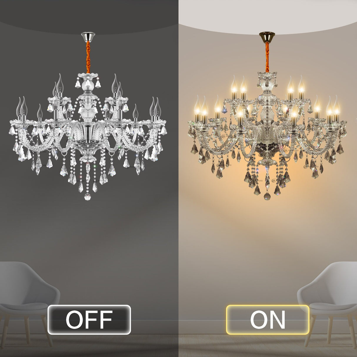 Luxurious Crystal Chandelier Lights 15 Arms K9 Crystal Ceiling Pendant E12 Lamps For Home Living Room Hotel Lobby