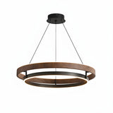 Designer's modern wood grain color retro living room pendant light dining room bedroom study circular pendant light