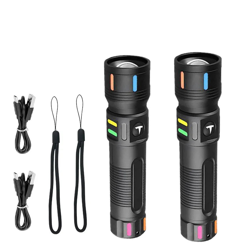 100000LM High Power Flashlight Built-in Battery Torch Rechargeable LED Spotlights Flashlights Fluorescent Strip Camping Lantren