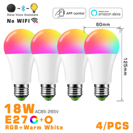 LED Smart Light Bulb, Color Changing Alexa Light, RGB Smart Lamp That Work With Alexa, E27 B22 Base,16 Million Colors, Dimmable