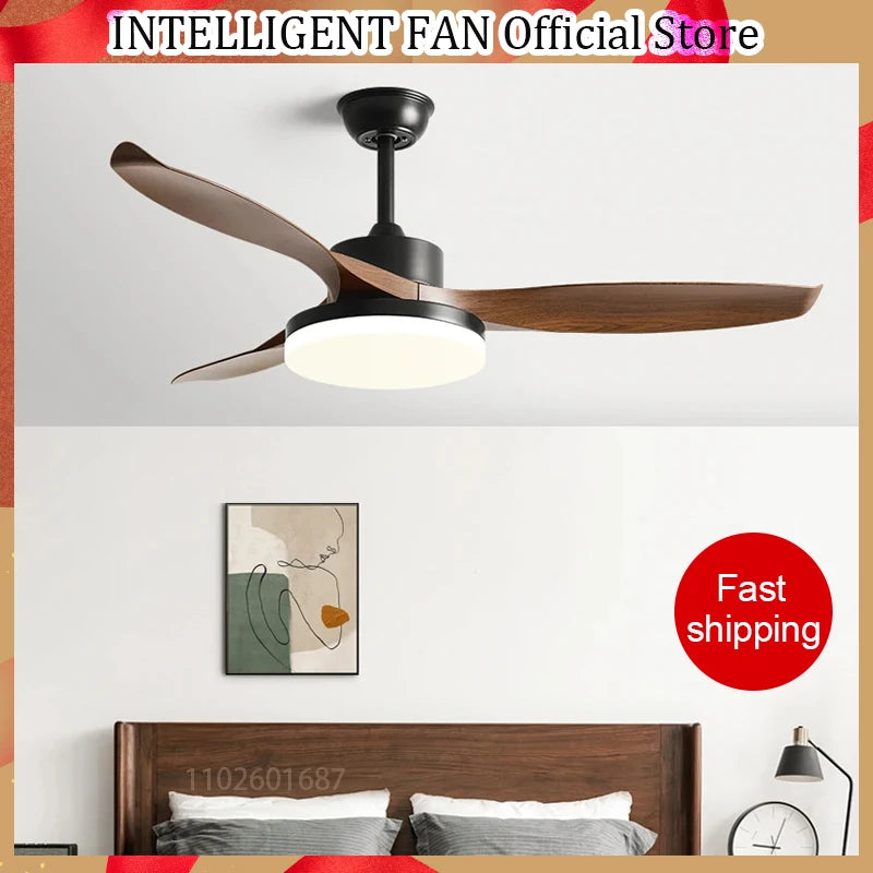 52Inch 3 ABS Blade DC 35W Pure Copper Motor Ceiling Fan With 60W LED Light Support Remote Control Strong winds Electric fans