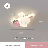 Pink Strawberry Bunny Light Cute Children's Room Ceiling Lights LED Modern Romantic Princess Room Girl Boy Bedroom Ceiling Lamps