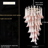 Pink White Large Ceiling Pendant Light Home-appliance High Ceiling Glass Hanging Lamp Lustres Foyer Lighting Extremely Expensive