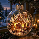 1pc 8CM Size Acrylic Material Christmas Ball Ornament Transparent Design with Light Santa Claus Pendant Hanging Christmas Decor