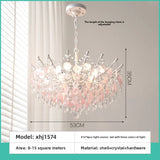 French Vintage-Style Living Room Chandelier In A Retro Blue Shell Villa Duplex Bedroom Crystal Lamp With A Sophisticated Touch