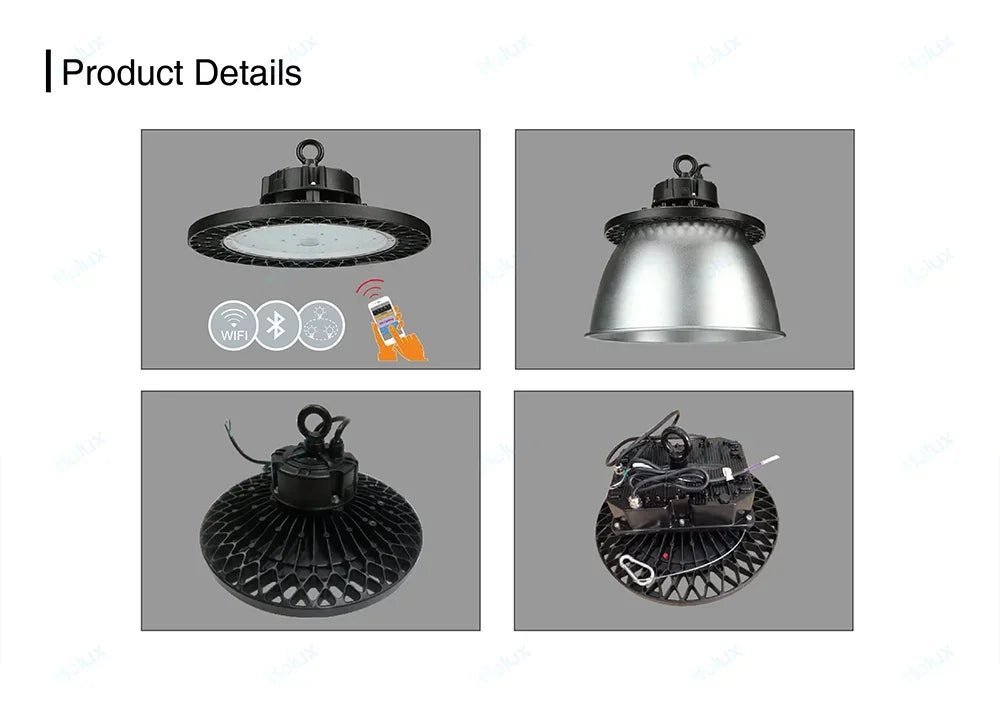 IP65 Dome Industrial Wifi Ble Smart Dimmable Motion Sensor Dali Smd Led High Bay Lamp Light Fixture