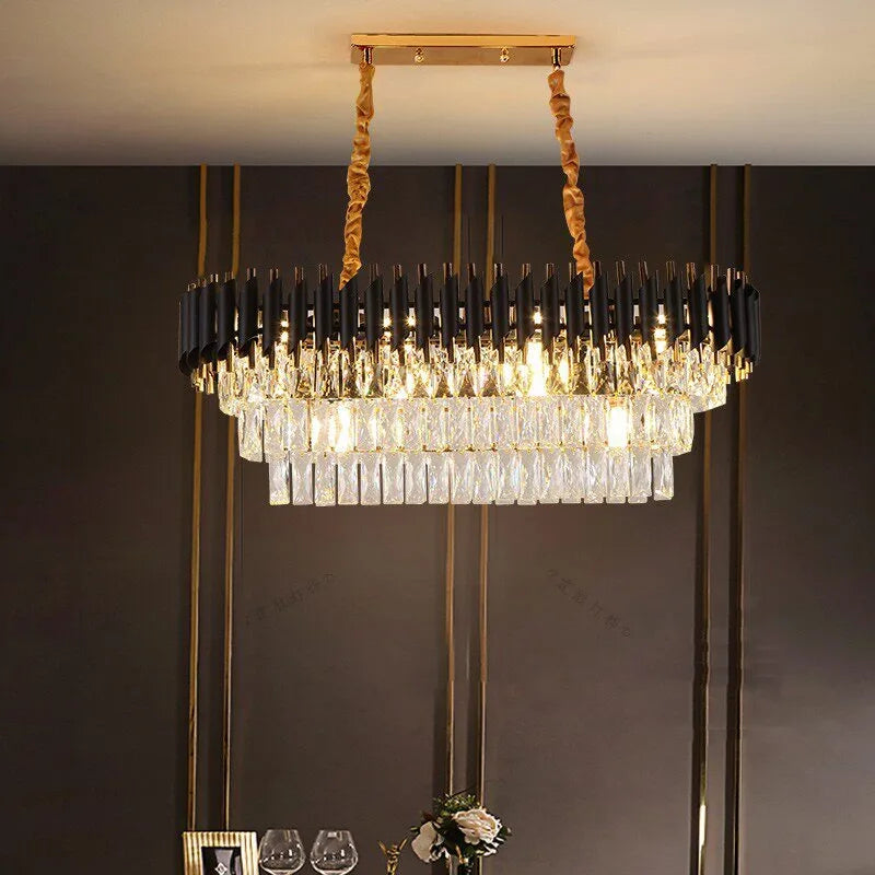 Nordic Luxury Crystal Chandelier Round Pendant Light LED for Living Room Hotel Lobby Hallway Modern Home Decor Hanging Lamp